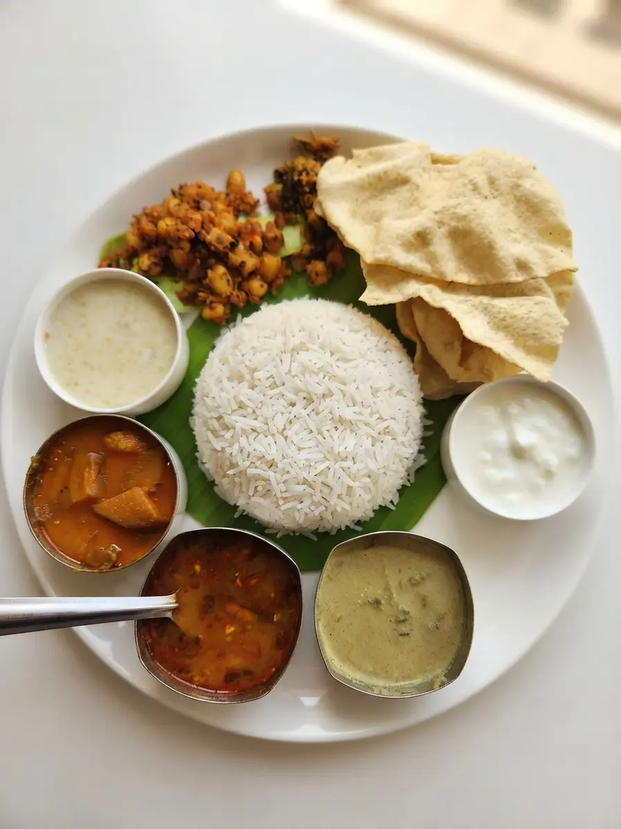 South Indian Thali at Udupi Dosa London Ontario – wholesome vegetarian meal with curries, rice and breads
